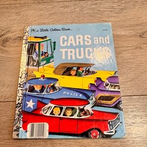 Little Golden Book Cars and Trucks 1976 Classic Childrens‎ Story Book Vintage